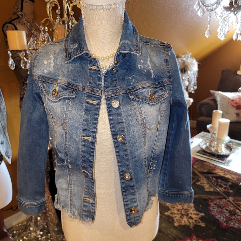 Denim jacket stretchy c&c California medium Y2k Vintage